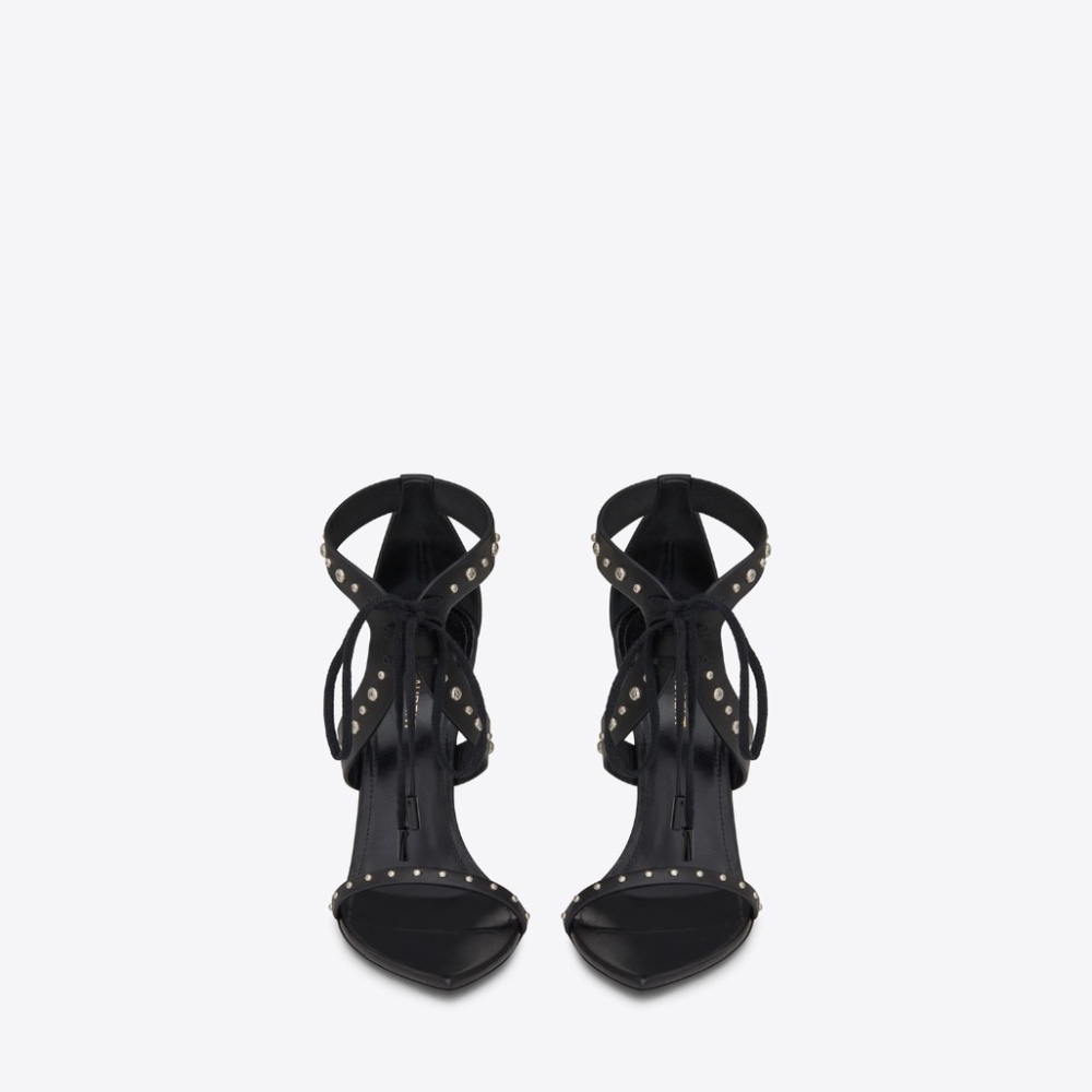 SAINT LAURENT IRIS STUDDED SANDAL IN BLACK SIZE 37.5